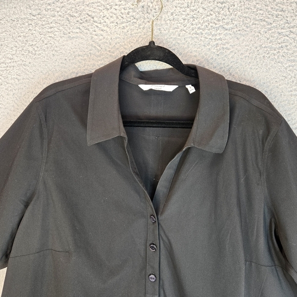 Foxcroft NYC Womens Sz 22W No Iron Black Casual Comfort Full Front Button Blouse - Picture 2 of 14